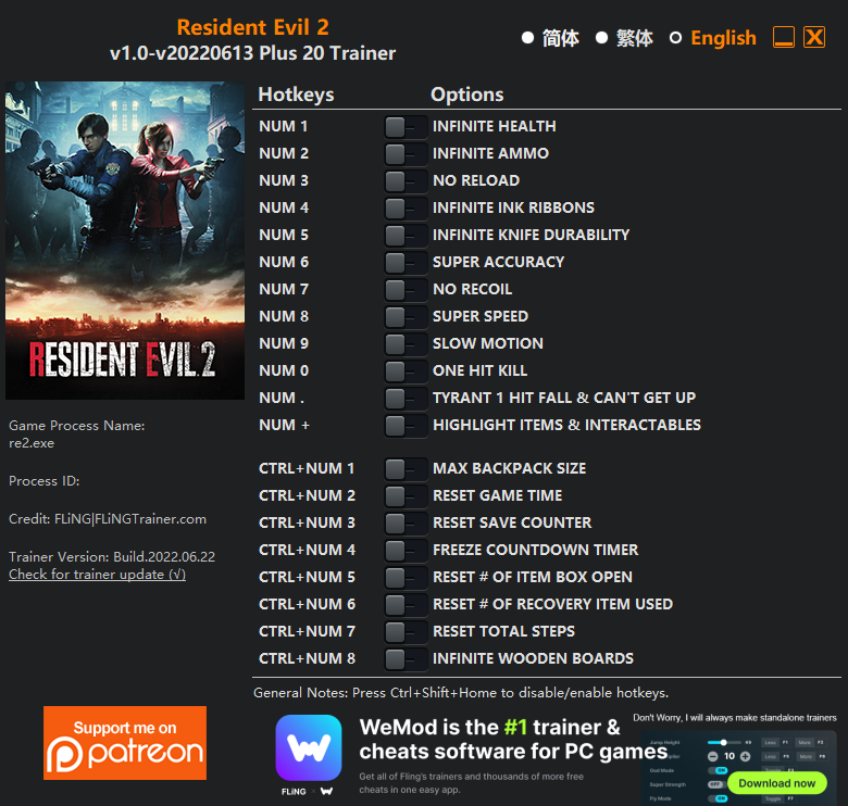Resident Evil 2 Trainer - TrainerDownload.com