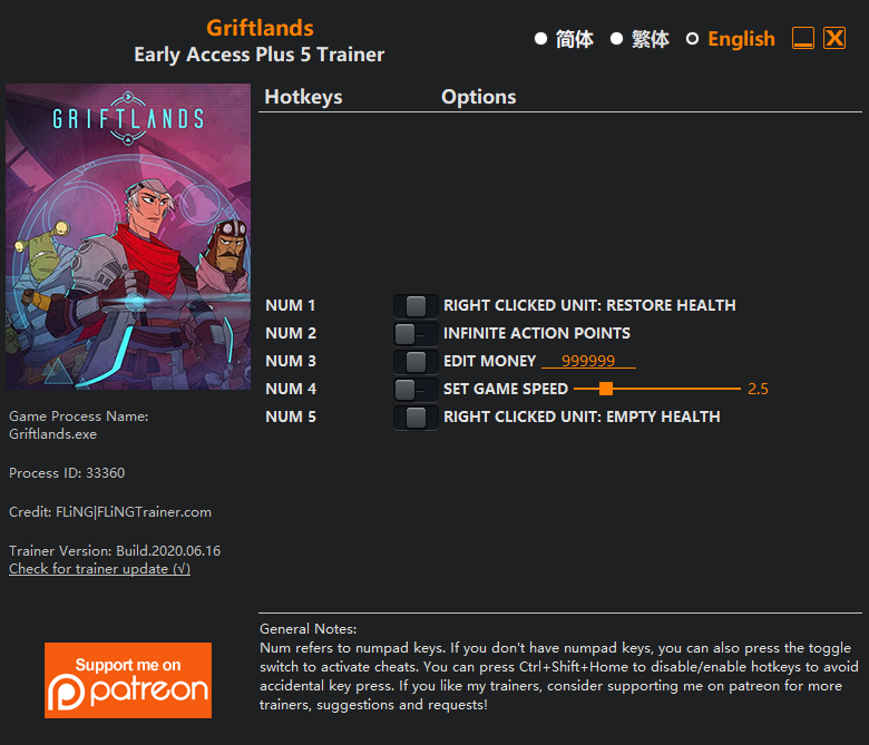 Griftlands Trainer - TrainerDownload.com
