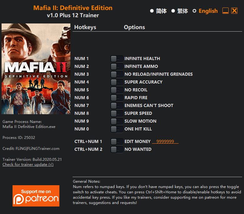 Mafia II: Definitive Edition Trainer - TrainerDownload.com