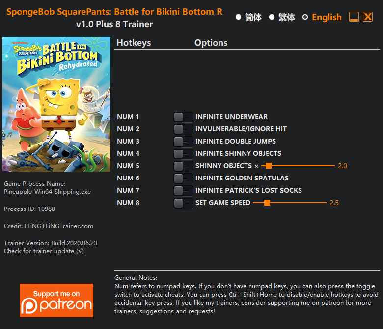 SpongeBob SquarePants: Battle for Bikini Bottom – Rehydrated Trainer - TrainerDownload.com
