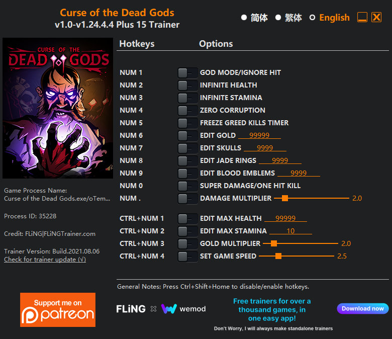 Curse of the Dead Gods Trainer - TrainerDownload.com