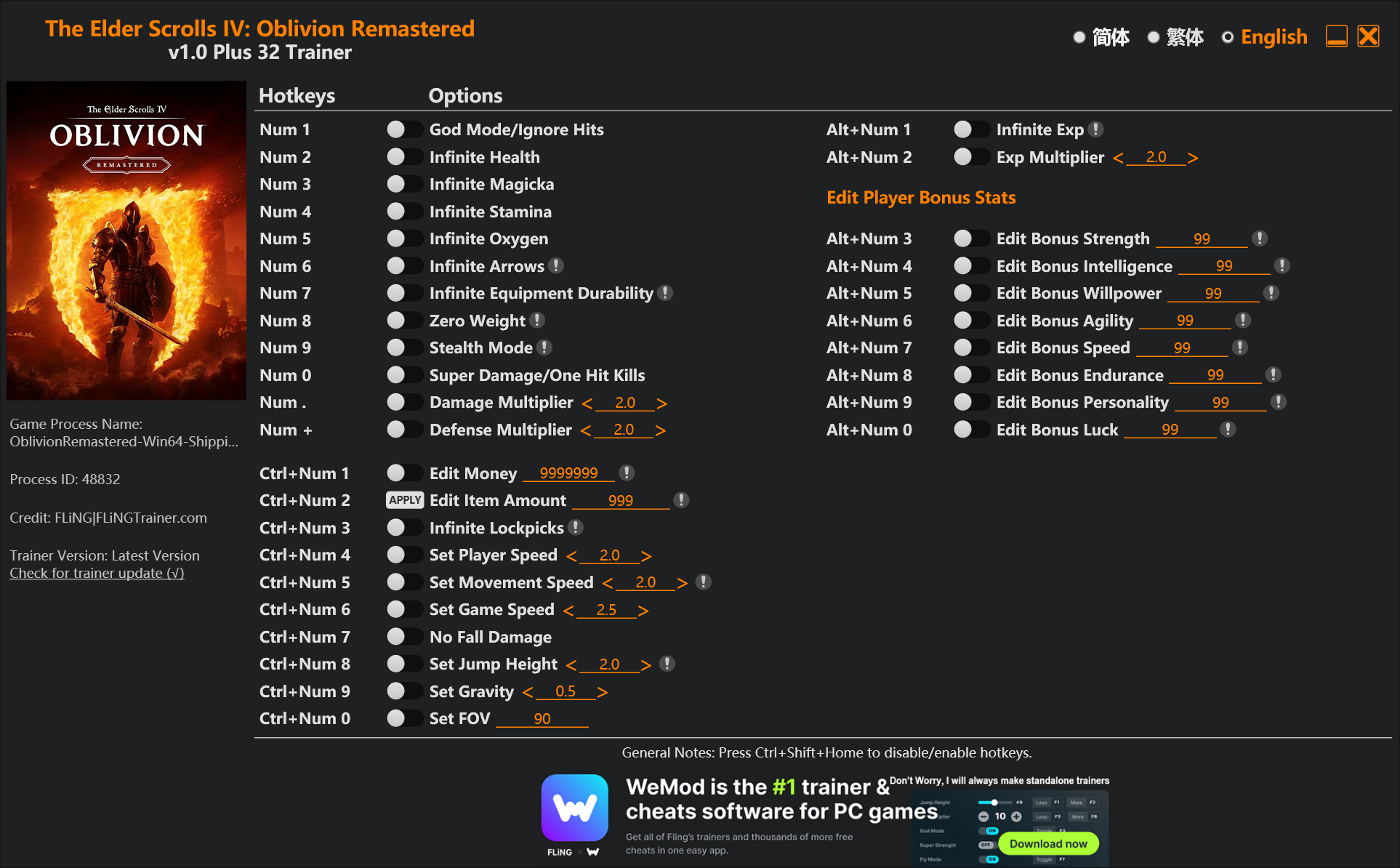 The Elder Scrolls IV: Oblivion Remastered Trainer - TrainerDownload.com