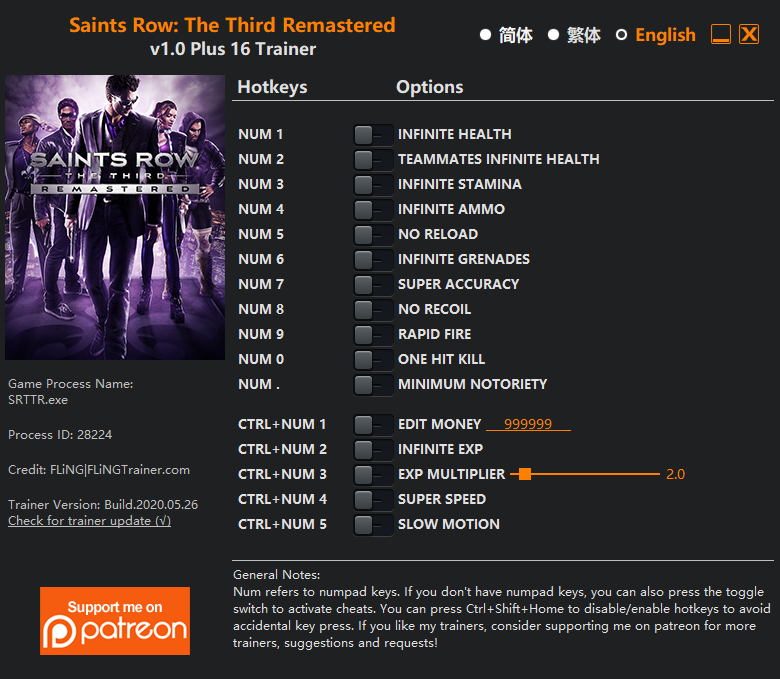 Saints Row: The Third Remastered Trainer - TrainerDownload.com