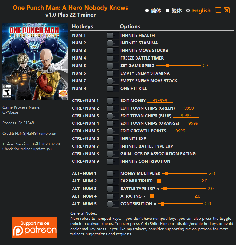 One Punch Man: A Hero Nobody Knows Trainer - TrainerDownload.com