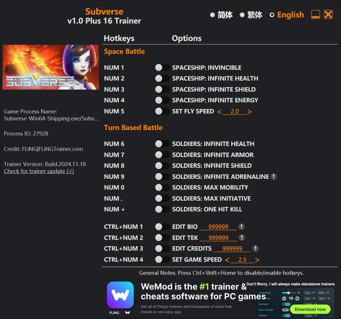 Subverse Trainer - TrainerDownload.com