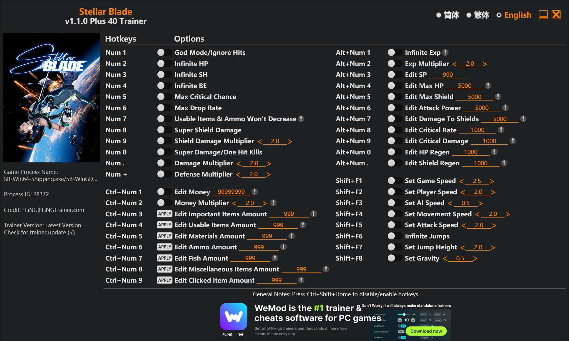 Stellar Blade Trainer - TrainerDownload.com