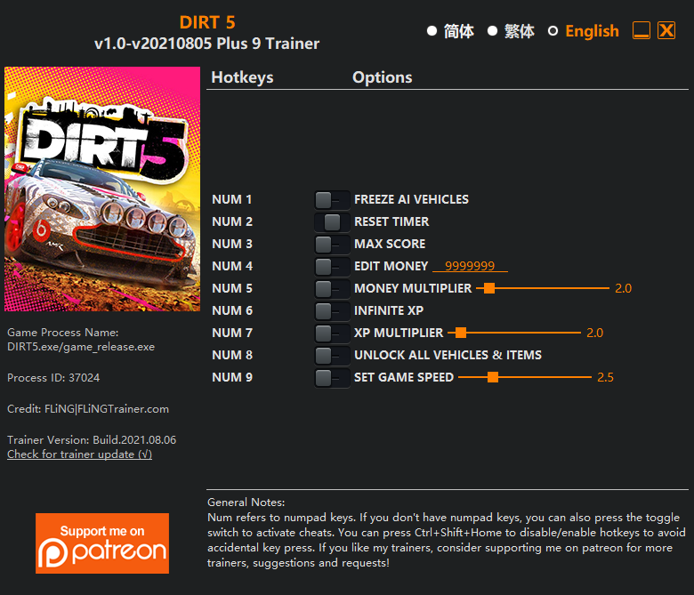 DIRT 5 Trainer - TrainerDownload.com