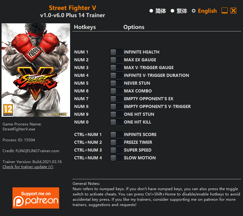 Street Fighter V: Champion Edition Trainer - TrainerDownload.com
