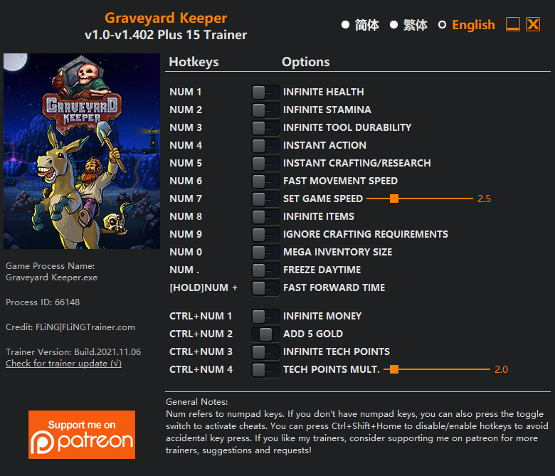 Graveyard Keeper Trainer - TrainerDownload.com