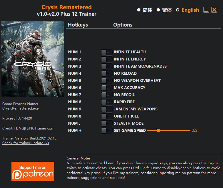 Crysis Remastered Trainer - TrainerDownload.com