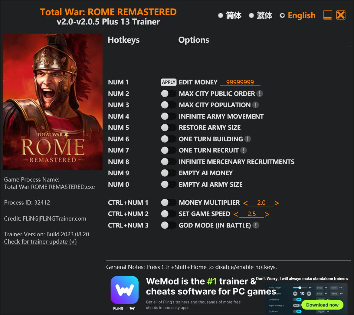 Total War: ROME REMASTERED Trainer - TrainerDownload.com