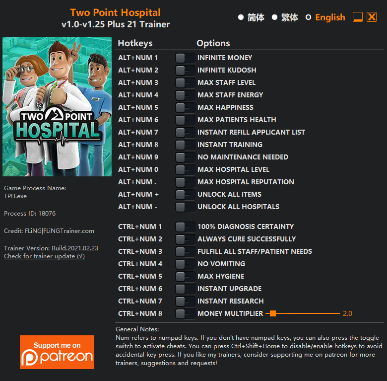 Two Point Hospital Trainer - TrainerDownload.com