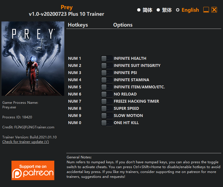 Prey Trainer - TrainerDownload.com