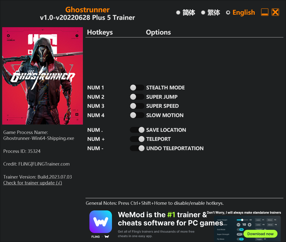 Ghostrunner Trainer - TrainerDownload.com
