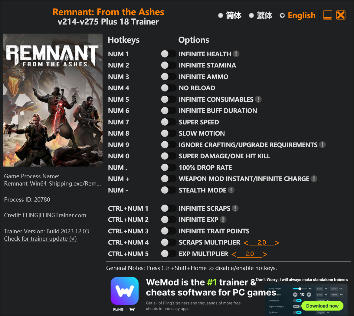 Remnant: From the Ashes Trainer - TrainerDownload.com
