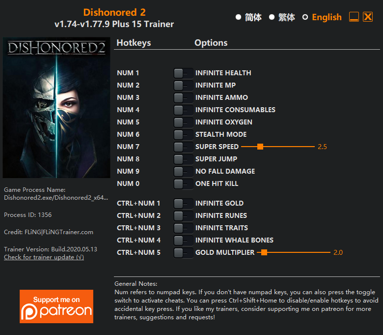 Dishonored 2 Trainer - TrainerDownload.com