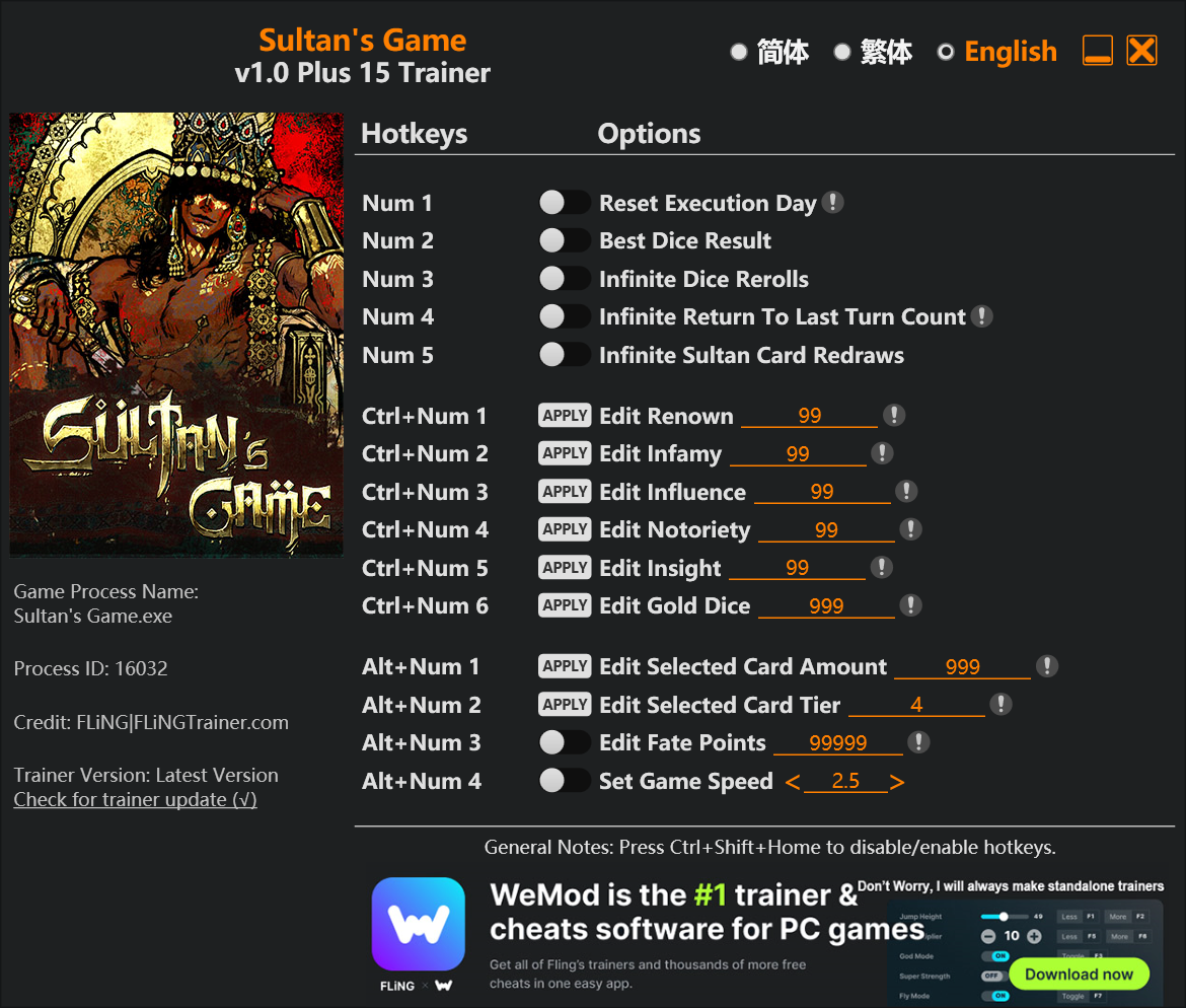 Sultan’s Game Trainer - TrainerDownload.com