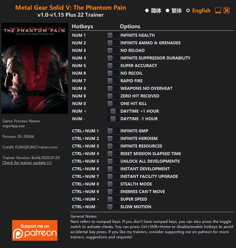 Metal Gear Solid V: The Phantom Pain Trainer - TrainerDownload.com