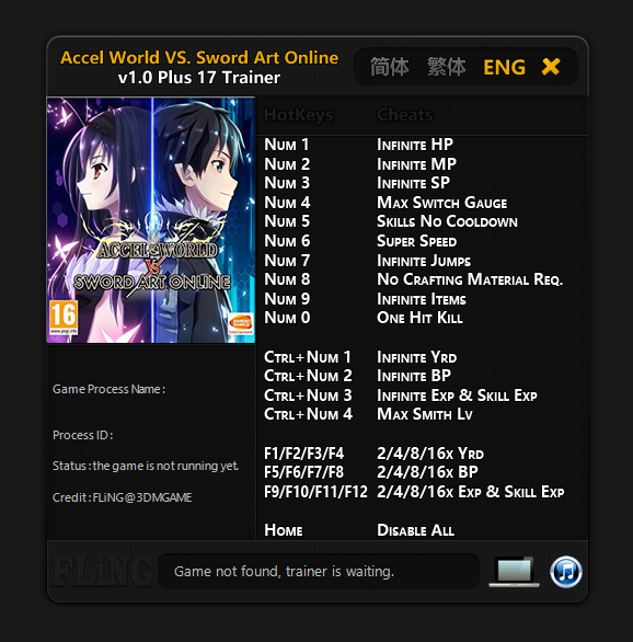Accel World VS. Sword Art Online Trainer - TrainerDownload.com