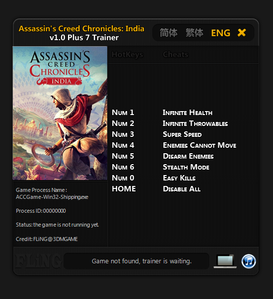 Assassins Creed Chronicles India Trainer - TrainerDownload.com