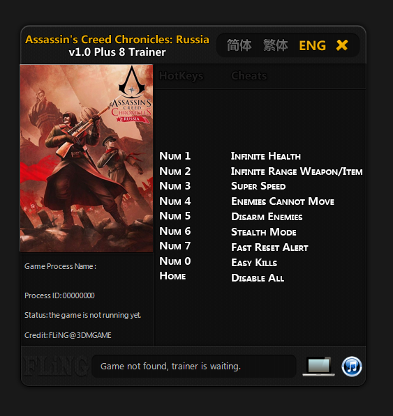 Assassins Creed Chronicles Russia Trainer - TrainerDownload.com