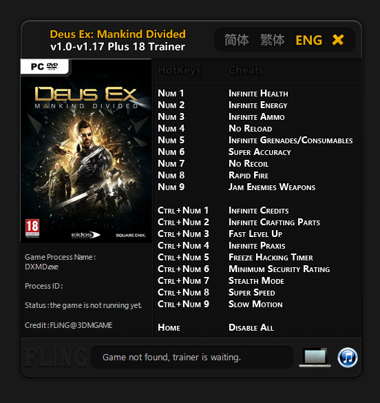 Deus Ex Mankind Divided Trainer - TrainerDownload.com