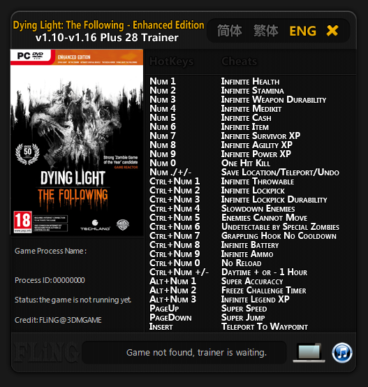 Dying Light The Following Enhanced Edition Trainer - TrainerDownload.com