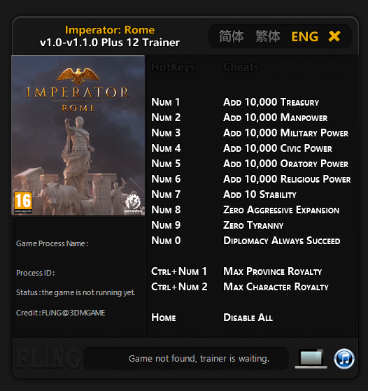 Imperator Rome Trainer - TrainerDownload.com